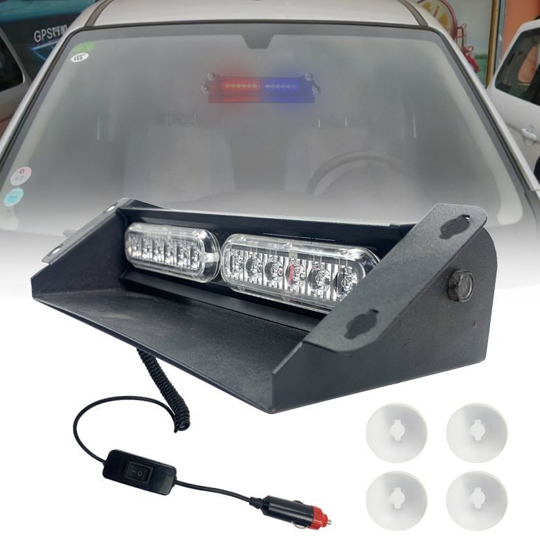 12 LED Car Strobe Light Front Stop Suction Cup Red Blue Shovel Lamp Interior Emergency Signal Flashing Auto Exterior Lighting
