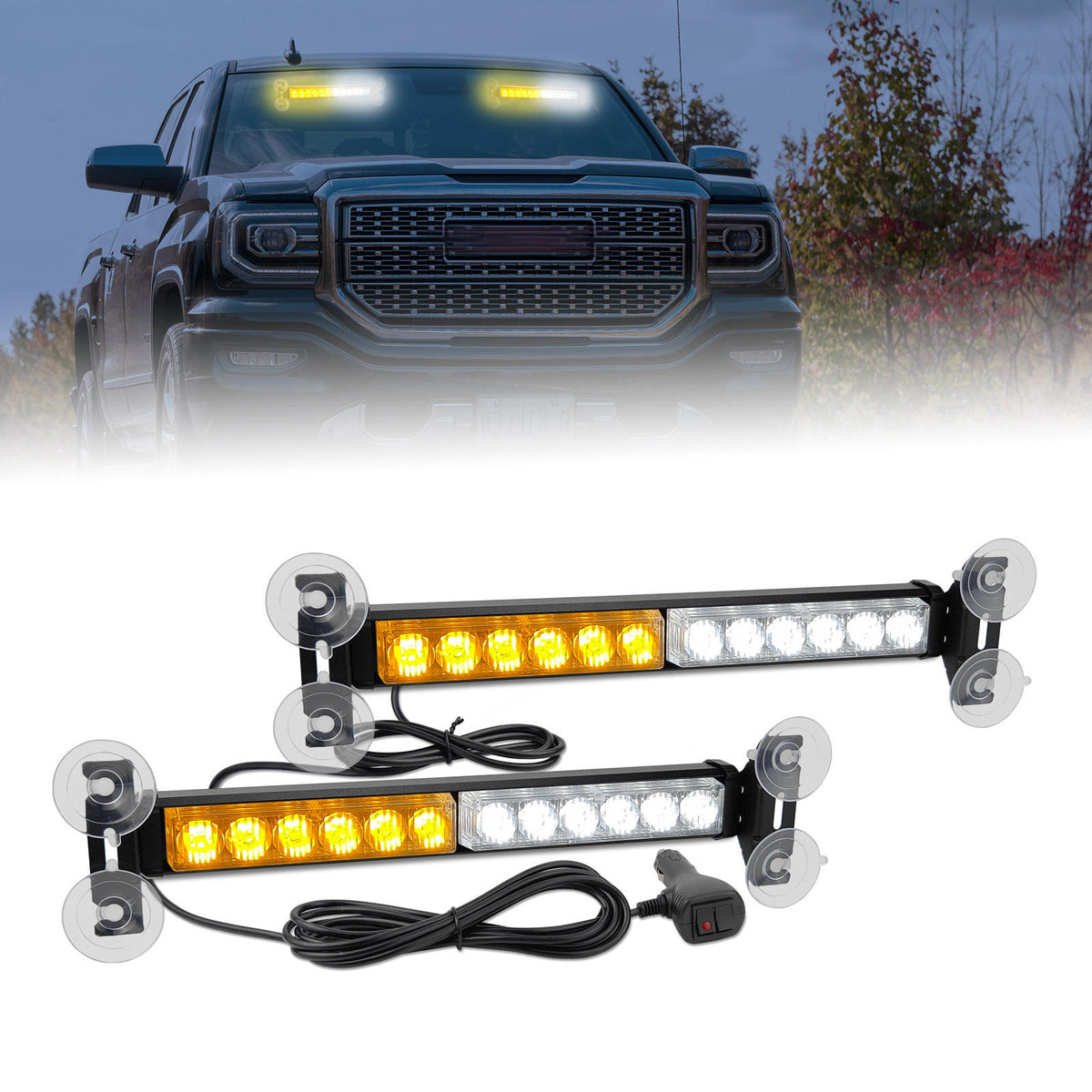 Two Sync Flash LED Dash Strobe Lights One Controller Emergency Car Interior Decorative Van LED Lights Auto Exterior Lighting