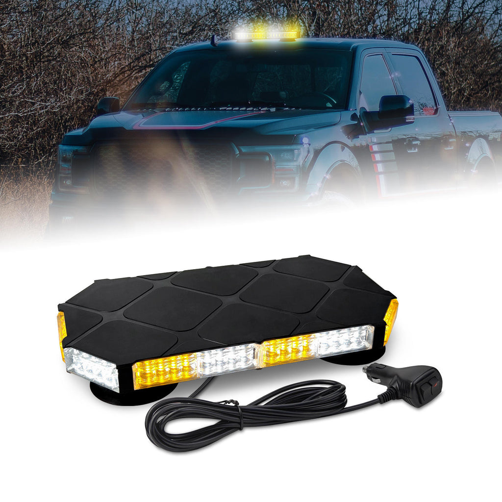 Mini 12V/24V LED Strobe Light Bar Clear Lens SAE Top Roof Magnetic Hazard Flashing Rotation Light Auto Exterior Lighting
