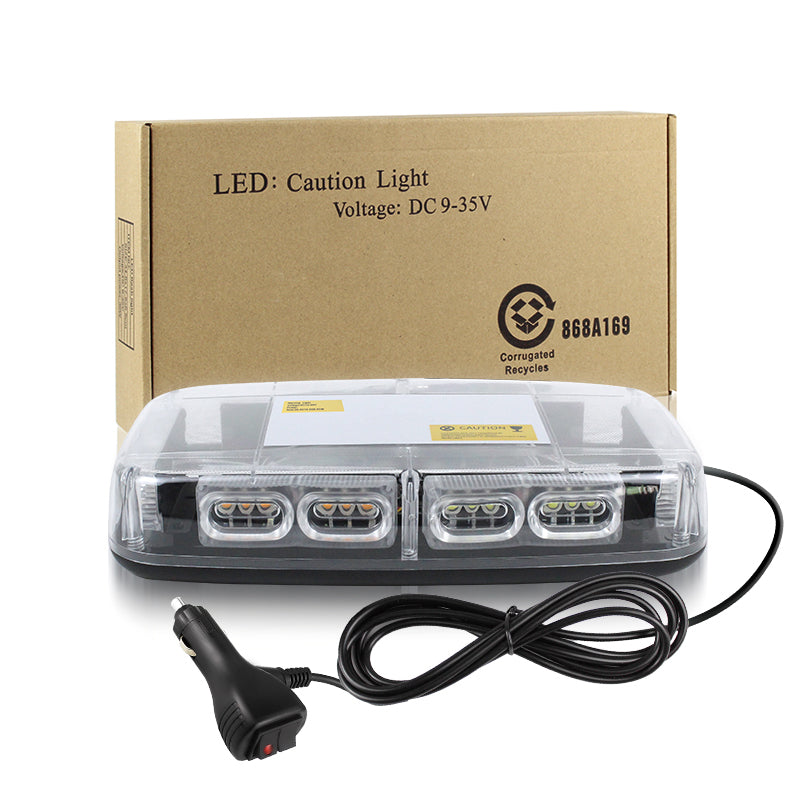 11 Inch 36 LED High Bright Car Rooftop Warning Strobe Light Bar Magnetic White Amber LED Emergency Flashing Beacon Light 12V-24V