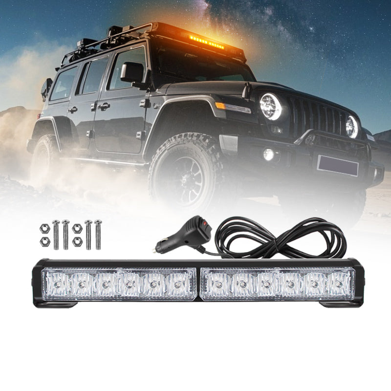 12inch 12W LED Light Bar Auxiliary LED Lamp Dual Color Hight Light Strobe Flashing Emergency LED Vehicle Warning Lightbar