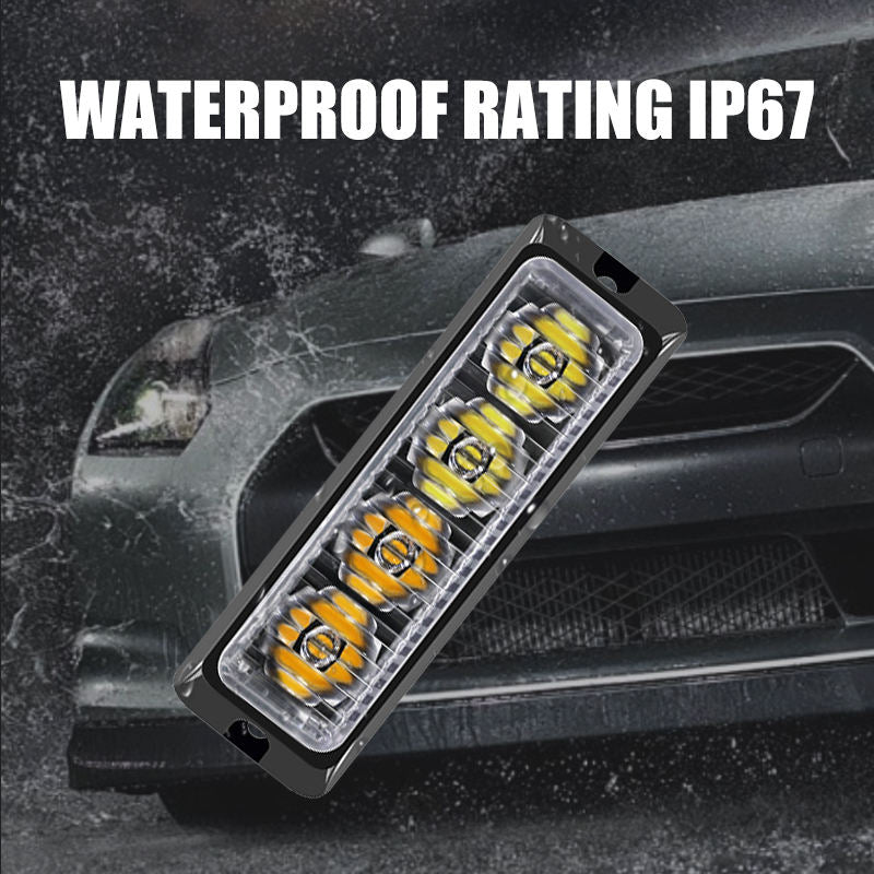 New Waterproof IP67 4W LED Truck Side Light Amber Red White Strobe Warning Flashing Signal Lights 12V-24V
