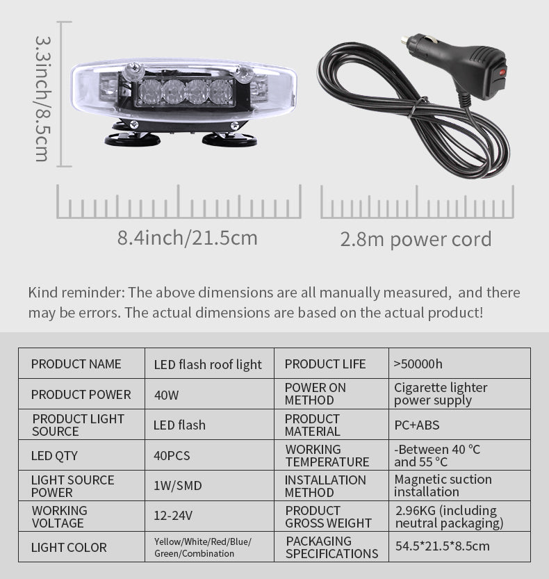 Factory Price High Power 40W Yellow Shell Led min Flash Strobe Light bar 21.5" for Fire Ambulance Vehicle