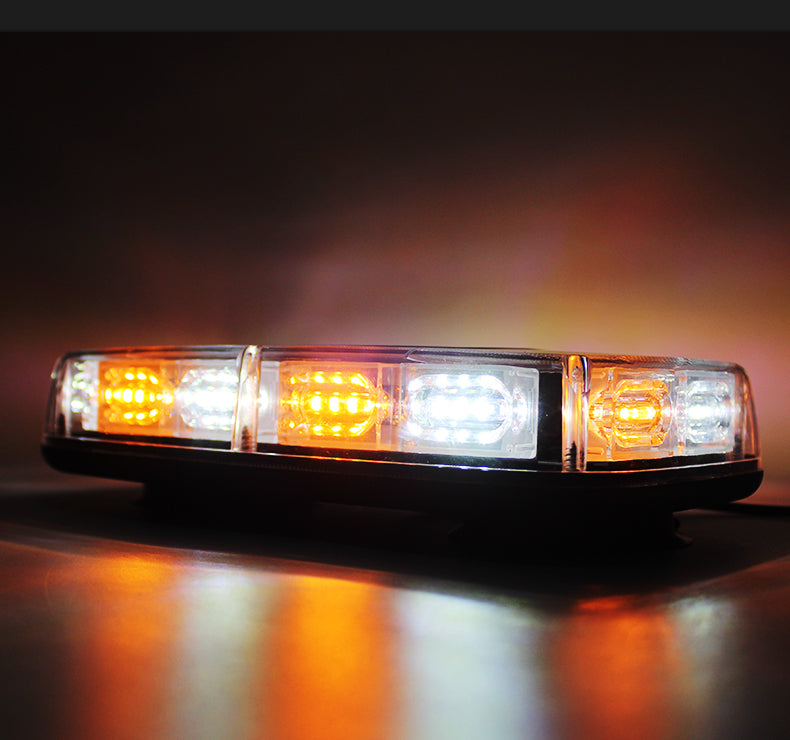 11 Inch 36 LED High Bright Car Rooftop Warning Strobe Light Bar Magnetic White Amber LED Emergency Flashing Beacon Light 12V-24V