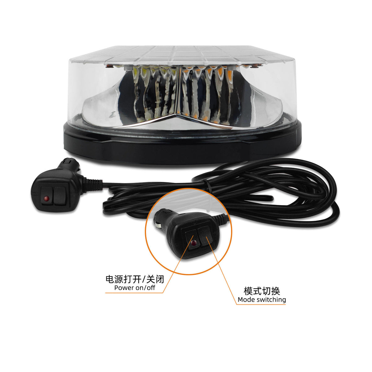 LED Roof Lights for Cars & Trucks Circular Long Rows Ceiling-Mounted Flashing Warning Lights in Red & Blue