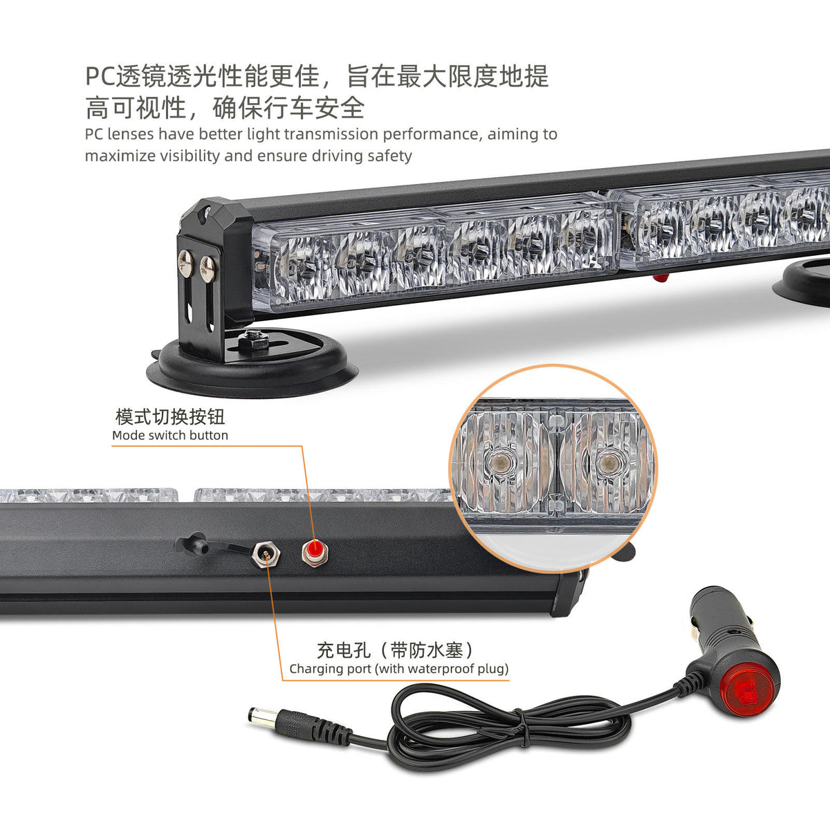 Portable Rechargeable LED Strobe Light for Auto Exterior Magnetic Mount for Tractor Car-Magnetic Mount Exterior Lighting Autos