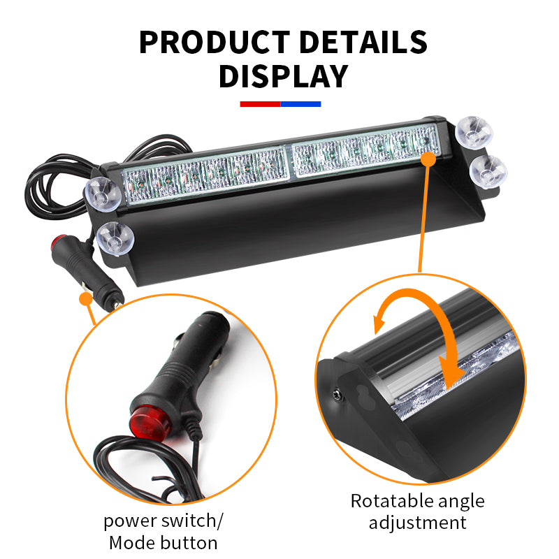 LED Dash Strobe Lights Bar Interior Emergency Windshield Warning Light Traffic Advisor for Volunteer Firefighter Vehicles Trucks