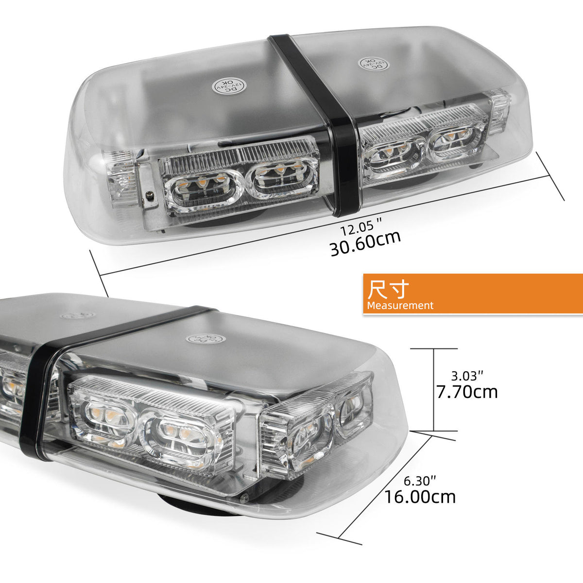 Super Bright Amber White 36LED Lamp Strobe Beacon Light Magnetic Mount Flashing Emergency Warning Roof Lights for Cars Boats