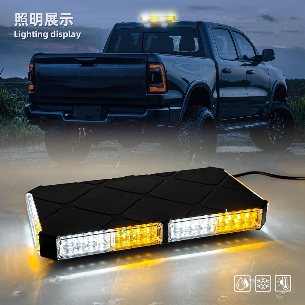 48 LED Mini Waterproof LED Warning Strobe Light Bar Emergency Security Vehicles Exterior Lighting Yellow Flashing Lights