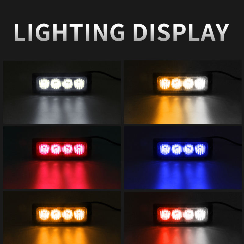 New Waterproof IP67 4W LED Truck Side Light Amber Red White Strobe Warning Flashing Signal Lights 12V-24V