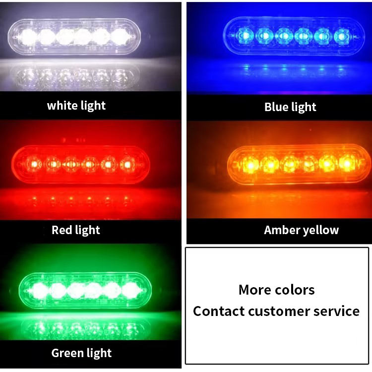 Ultra-thin Red Amber 6 LED Car Truck Emergency Beacon Lights Signal Hazard Flash Strobe Bar Side Marker Warning Light for Pickup