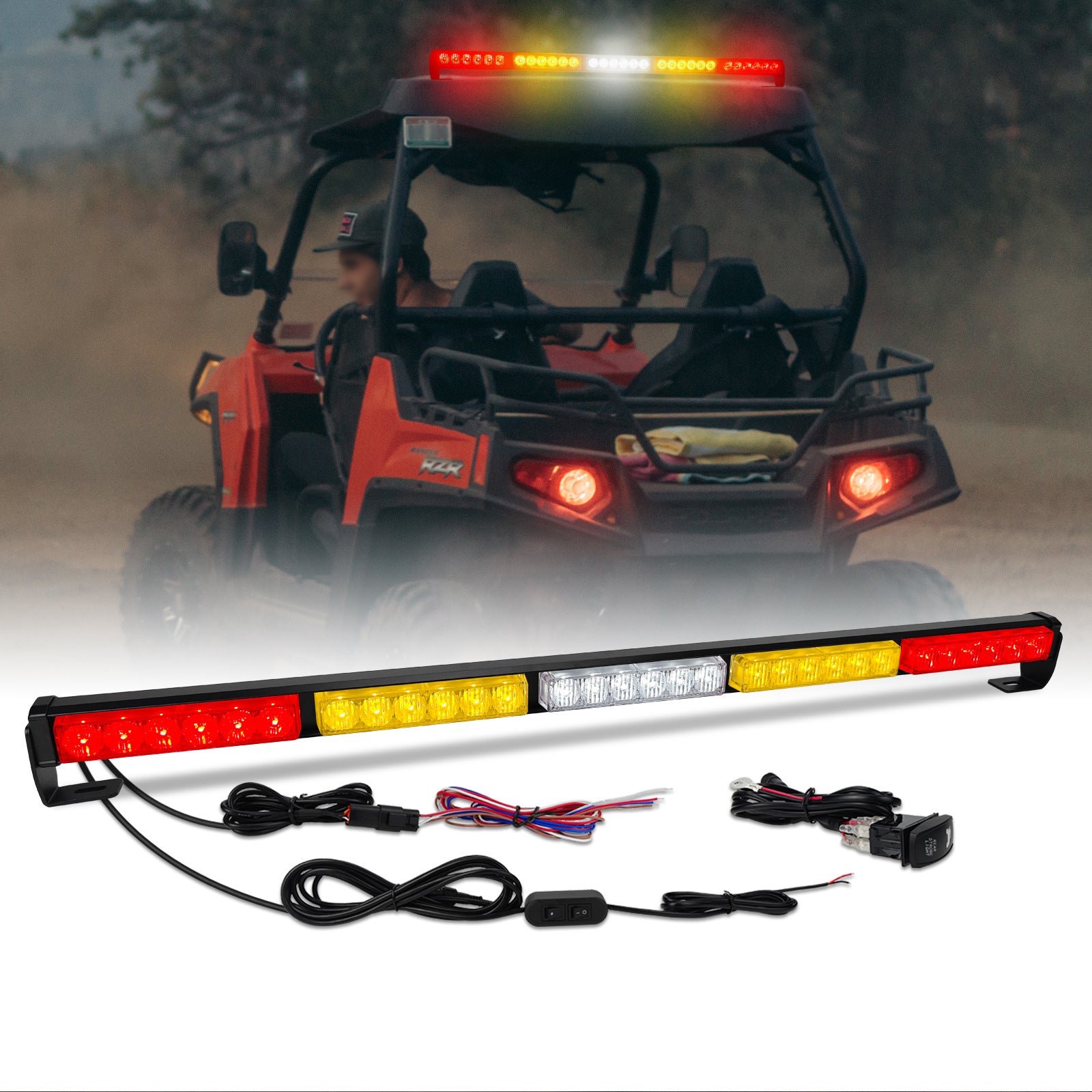Rocker Switch LED Light Bar Car/UTV Rear Bumper Chase Light ATV Warning Strobe Light Bar Auto Exterior Lighting