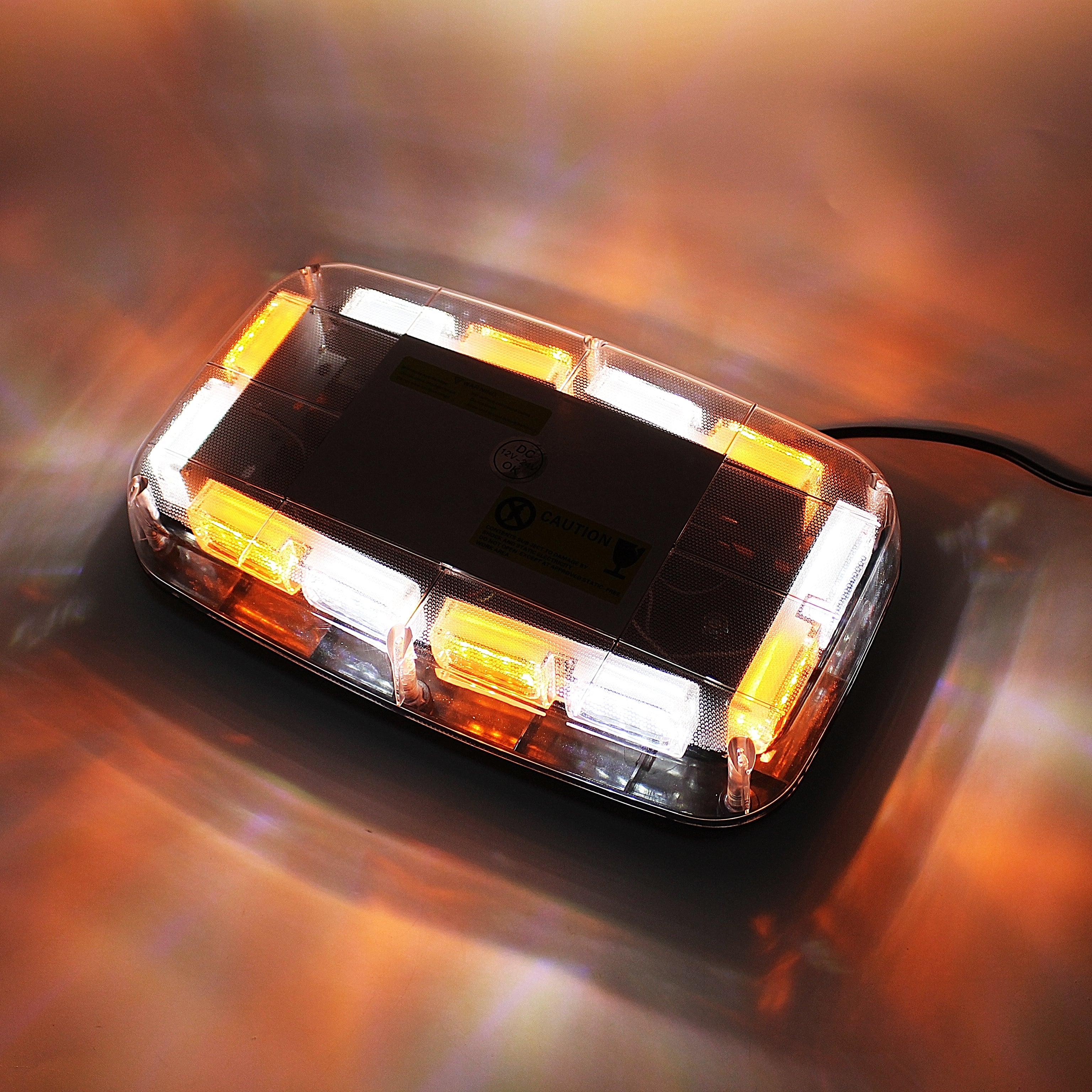 360 View Rotating LED Warning Light Bar Roof Top Flashing Beacon Strobe Light Bar Magnet Emergency Signal Light for Vehicle