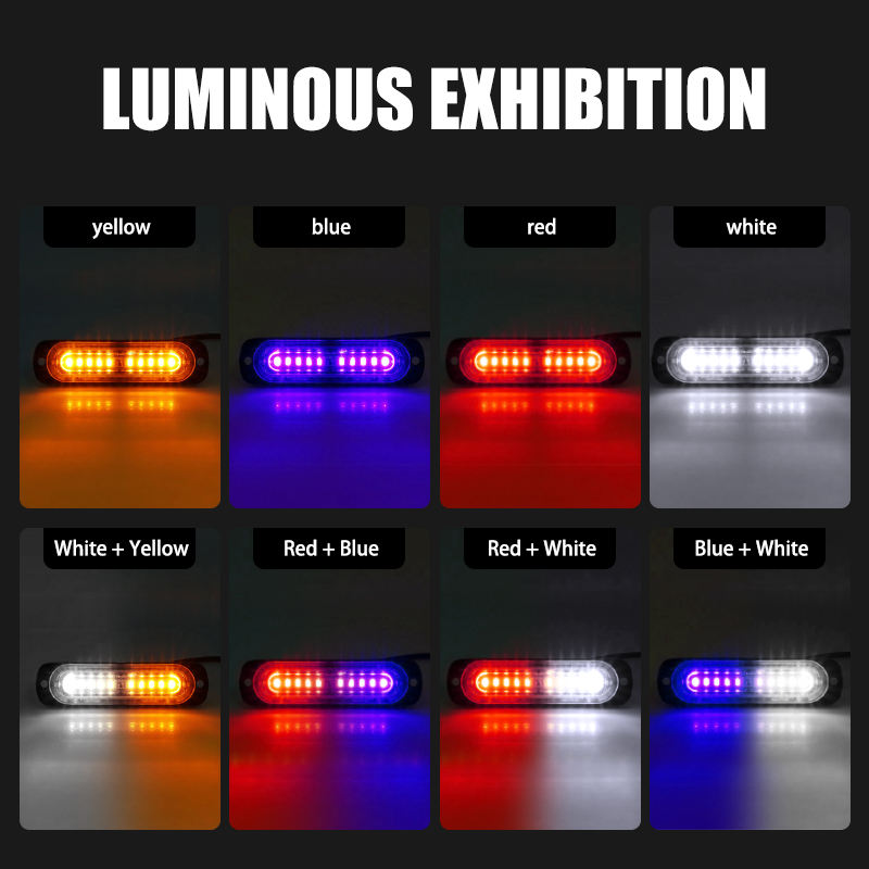 10 LED Super Bright Truck Side Light Aluminium Grille Strobe Flashing Warning Light for Cars 12V 24V New Condition