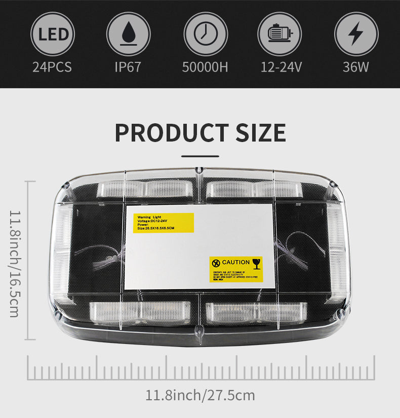Truck Amber Roof Top LED Emergency Flashing Light Bar Magnetic Mini Warning Light Bar for Construction Vehicles