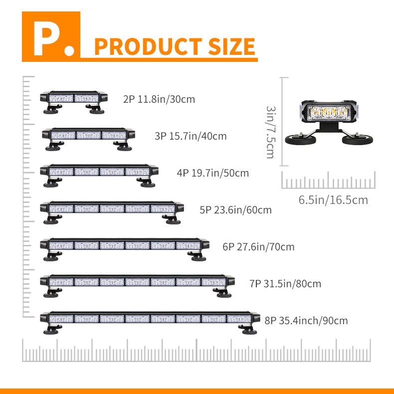 Vehicle Four Sided LED Warning Light Bar Emergency Strobe Light Car Rooftop Magnetic Flashing Light Bar for Trucks