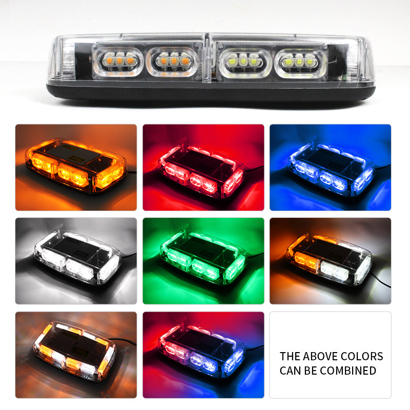 11 Inch 36 LED High Bright Car Rooftop Warning Strobe Light Bar Magnetic White Amber LED Emergency Flashing Beacon Light 12V-24V