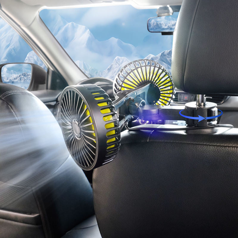 GPRGIT Dual-Head Rear Seat Car Fan USB 10W 4-Inch 3-Speed