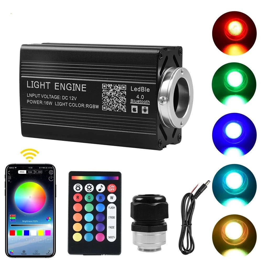 1000pcs 3M RGBW LED Starry Sky Projector Lamp Starlight Headliner Kit APP Remote Control DC Lighter Fiber Optic Light