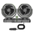 GPRGIT F6604 Portable Adjustable Dual Head Car Fans, Rotatable Oscillating Double Heads Fan, 12V 24V, ABS+PP