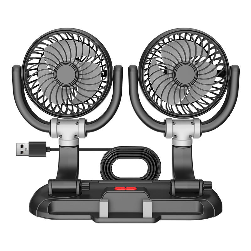 GPRGIT Dual-Head USB 5V Desktop Car Fan with Phone Holder (F5505)
