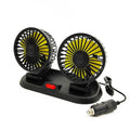 GPRGIT Foldable Dual-Head Mini Car Fan 12V/24V/5V USB 360° Rotate