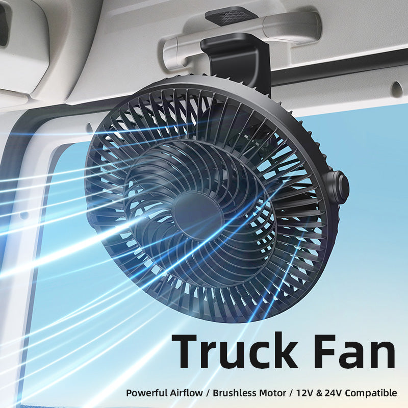 GPRGIT Truck Fan Large Fan Adjustable Stepless Wind Speed, Ceiling Fan Suction Cup Base, 10W PP