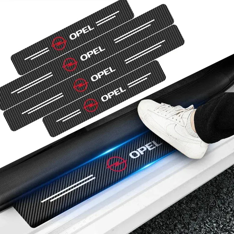 GPRGIT Opel Astra J/G Insignia Corsa D Vectra C 4Pcs Carbon Fiber Door Threshold Sticker