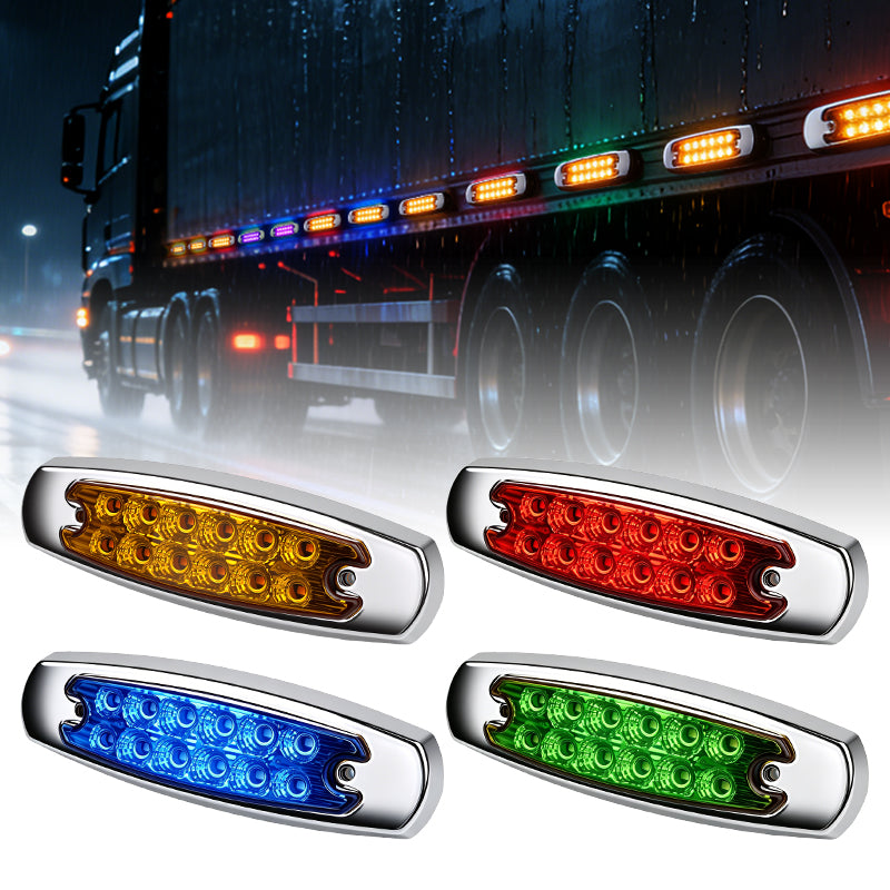GPRGIT CBD-12LED Multicolor LED Truck Signal Side Marker Clearance Light 12V-24V Piranha Beads IP67