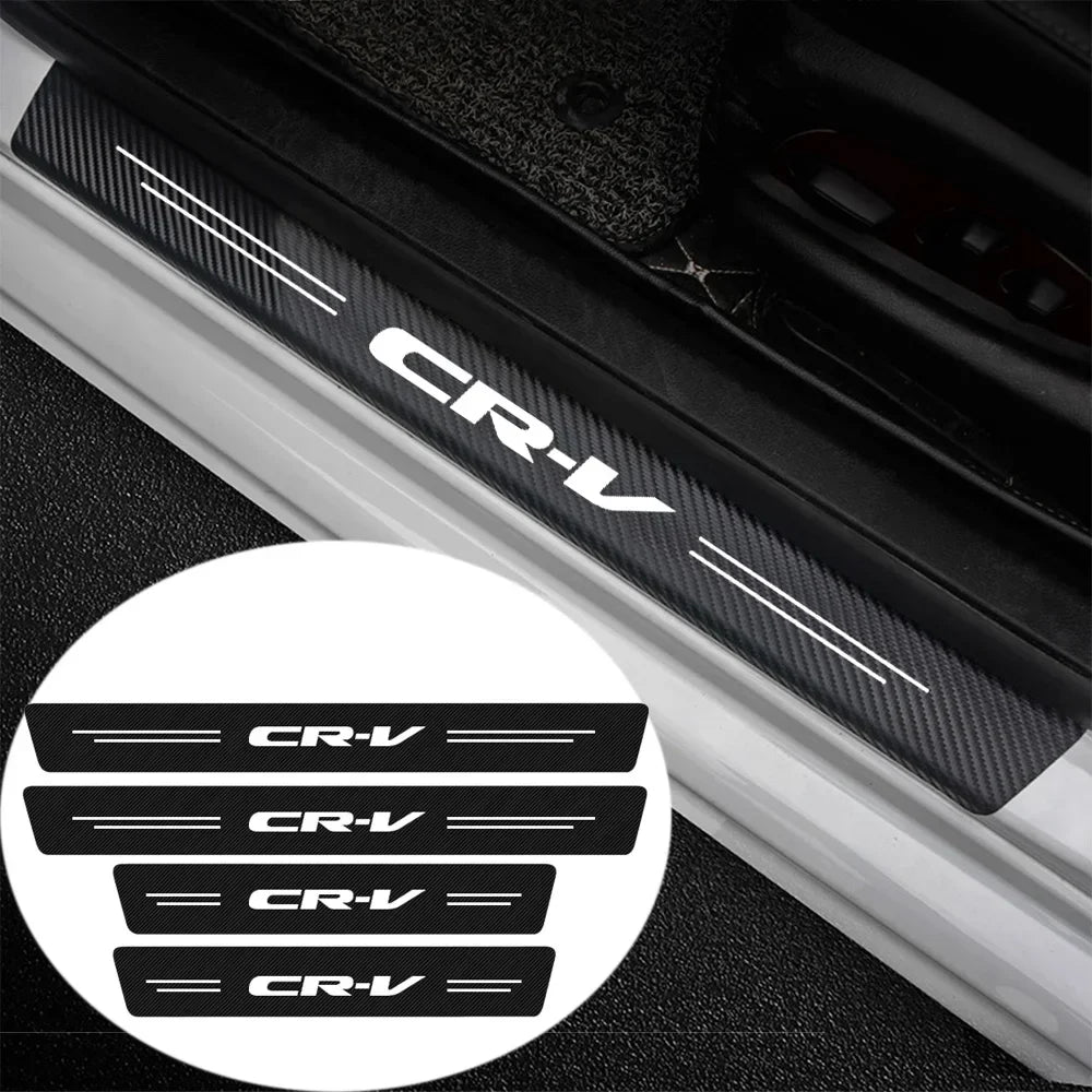 GPRGIT Carbon Fiber Protector Plate for CRV Logo, Trunk Rear Sill Bumper Guard Strips, Door Threshold Pedal Stickers