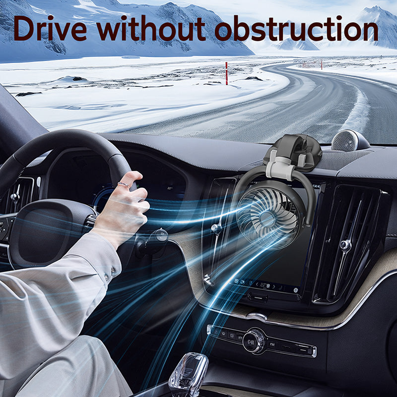 GPRGIT Car Fans Adjustable Wind Speed, Portable Desktop Cooling Mini Fan with Phone Holder, 4-Inch Blades