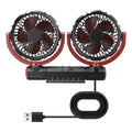 GPRGIT F7201 Double Head Car Fan Cooler 6-Inch 360° Rotation Brushless Motors USB 10W