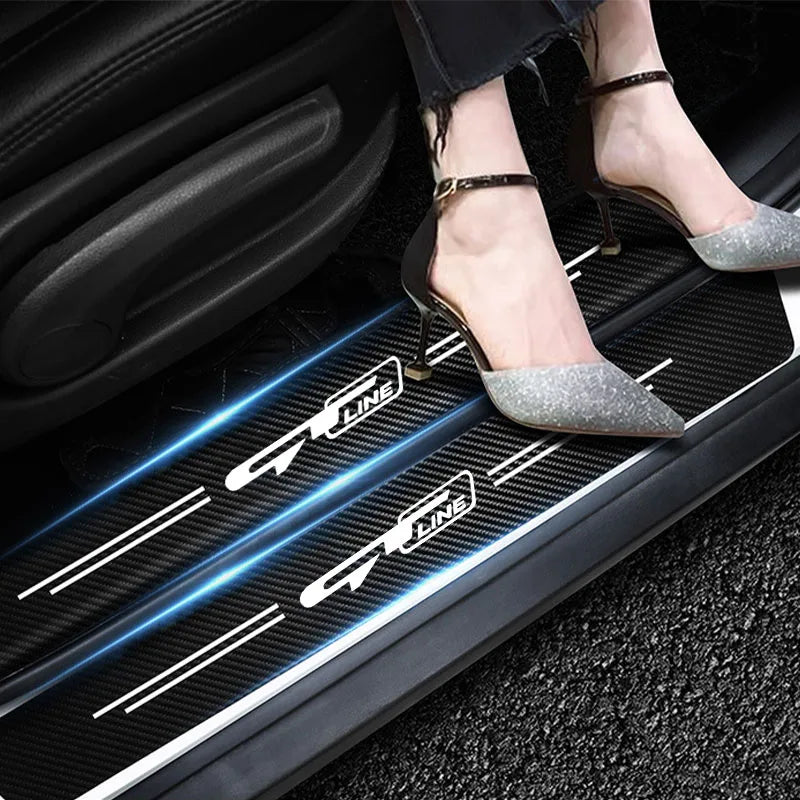 GPRGIT Car Door Sill Carbon Fiber Stickers for GT LINE K2 Stinger Sorento Ceed Soul VENGA KX5 K3 K4 K5