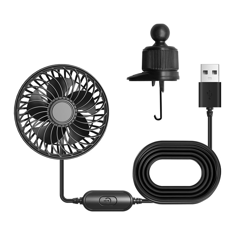 GPRGIT F4201 Adjustable Mini Car Fan for Air Vent 3 Wind Speeds Portable 5V USB