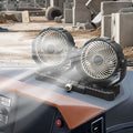 GPRGIT Dual-Head Dashboard Truck Fan with Lighter 12V/24V 2-Speed