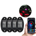 8 in 1 RGB Chasing LED Rock Light APP BT Music Control IP67 Waterproof Car Chassis Ambient Light for Offroad ATV UTV SUV RZR