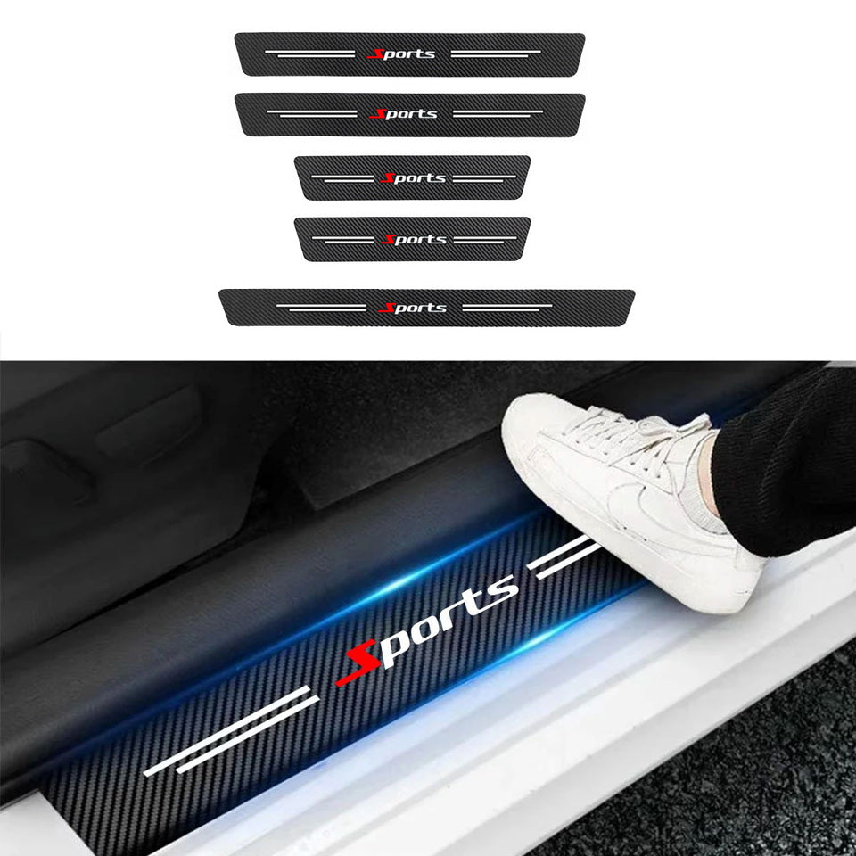 GPRGIT 5PCS Sports Car Door Sill Strip Carbon Fibre Protective Cover Universal Anti-scratch Anti-collision Door Decorative