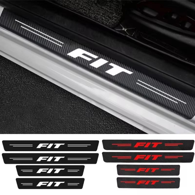 GPRGIT 4pcs Carbon Fiber Car Sill Pedal Rear Bumper Protection Stickers for FIT 2015-2021