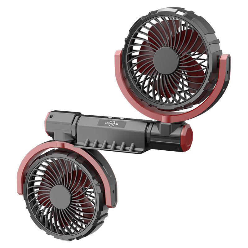 GPRGIT F7201 Double Head Car Fan Cooler 6-Inch 360° Rotation Brushless Motors USB 10W