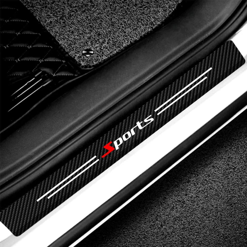 GPRGIT 5PCS Sports Car Door Sill Strip Carbon Fibre Protective Cover Universal Anti-scratch Anti-collision Door Decorative