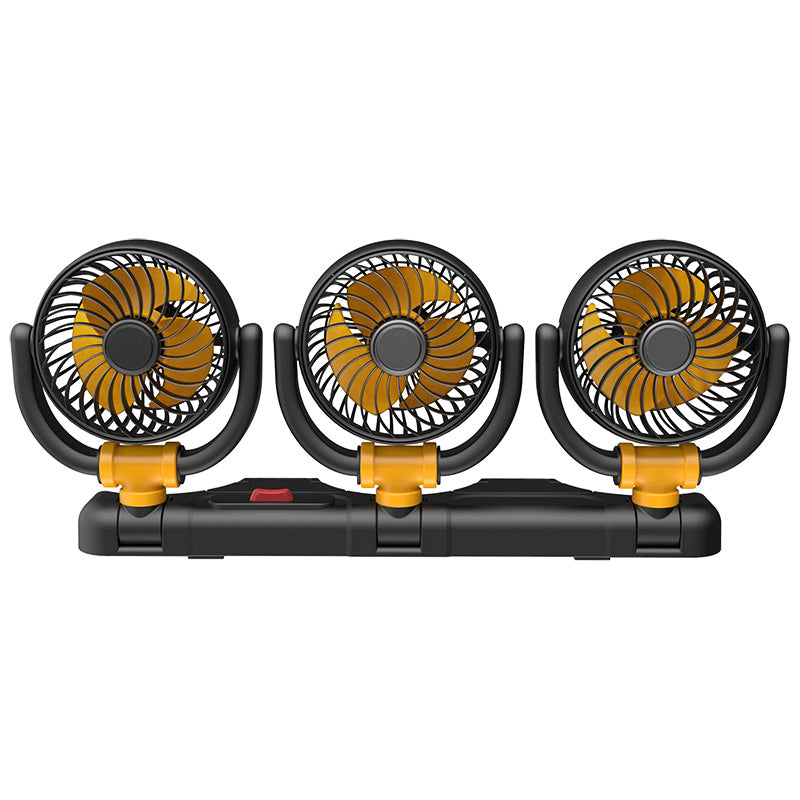 GPRGIT F4505 Triple Head 5V USB Car Fan 12V/24V 360° Rotatable for Truck SUV Sedan