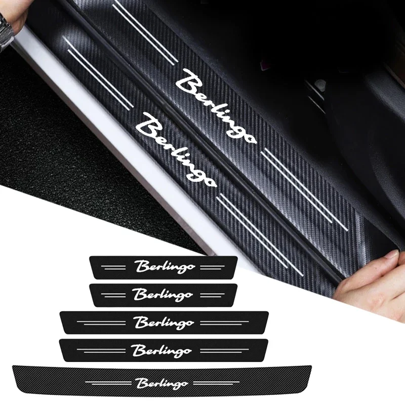 GPRGIT Car Door Sill Threshold Stickers Trunk Bumper Guards Decals, Reusable, for Citroen Berlingo Logo 2015-2021