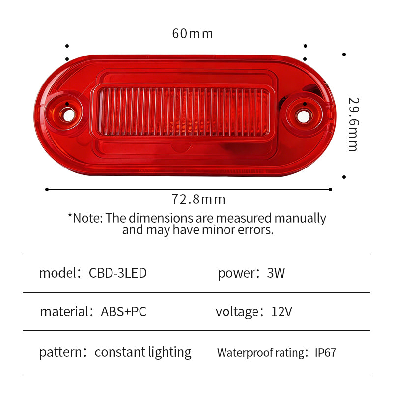 GPRGIT CBD-3LED Multicolor Waterproof LED Truck Side Light 12V-24V Piranha Beads 3LED IP67 0.28-0.38