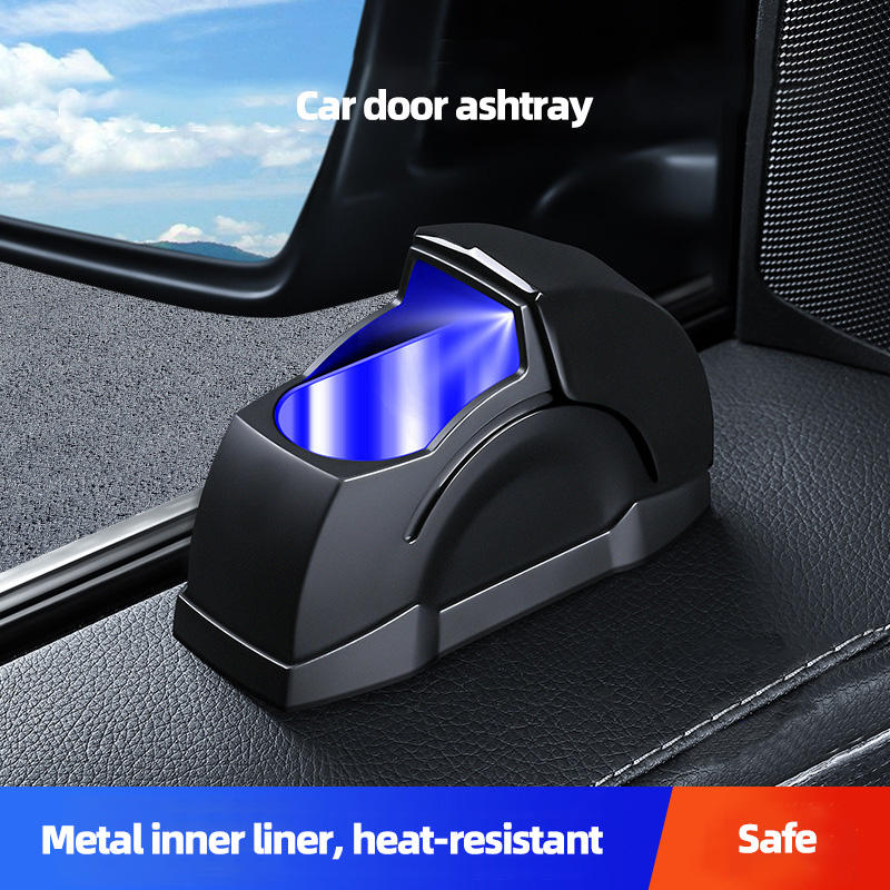 GPRGIT Car Door Mini Ashtray ABS+Metal Detachable Interior with Lamp