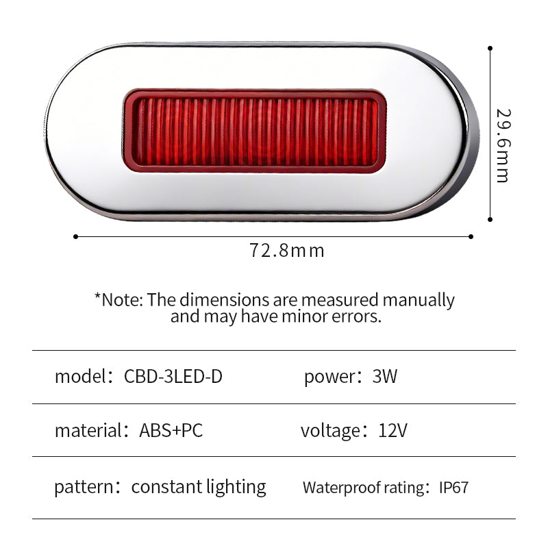 GPRGIT CBD-3LED Multicolor Waterproof LED Truck Side Light 12V-24V Piranha Beads 3LED 72.8mm IP67