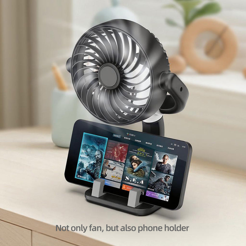 GPRGIT Car Fans Adjustable Wind Speed, Portable Desktop Cooling Mini Fan with Phone Holder, 4-Inch Blades