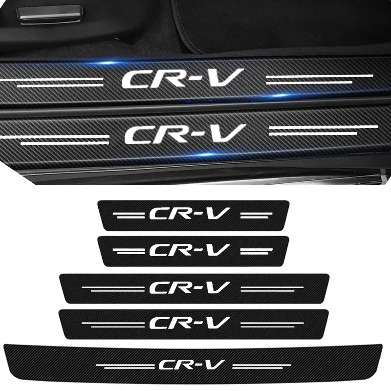 GPRGIT Carbon Fiber Protector Plate for CRV Logo, Trunk Rear Sill Bumper Guard Strips, Door Threshold Pedal Stickers
