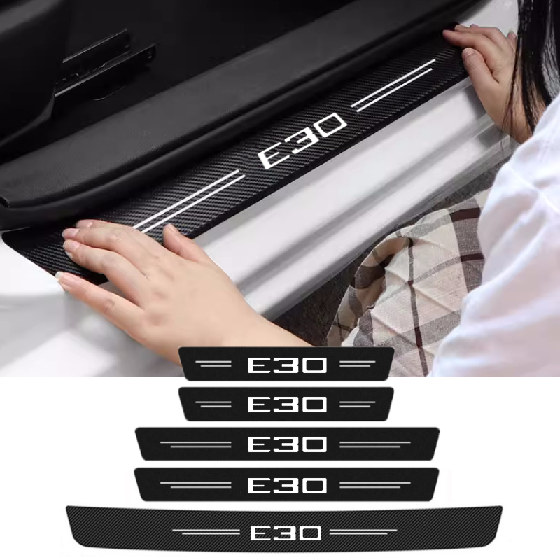 GPRGIT For E30 Door Threshold Carbon Fiber Protective Decals, Doorsill Trim Stickers Pedal Guards, Trunk Bumper Strip, 3M4229P