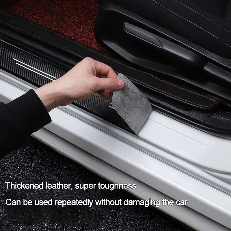 GPRGIT Leather Car Door Trunk Sill Protector Sticker for Seltos Sorento Carnival Ceed Rio Borrego K3 K4