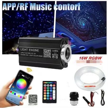 1000pcs 3M RGBW LED Starry Sky Projector Lamp Starlight Headliner Kit APP Remote Control DC Lighter Fiber Optic Light
